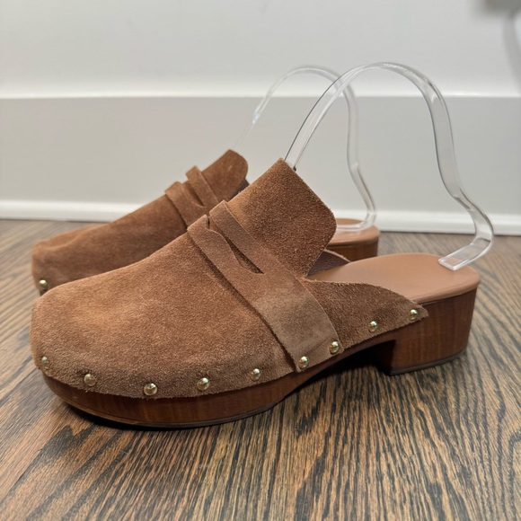 Avellini Brown suede Italian wooden clogs Size 39/8 - Picture 4 of 9